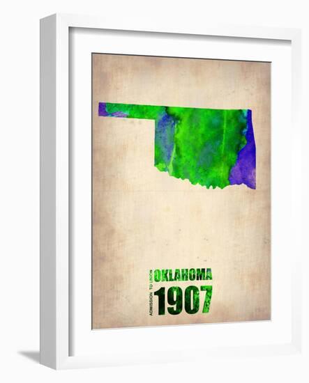 Oklahoma Watercolor Map-NaxArt-Framed Art Print