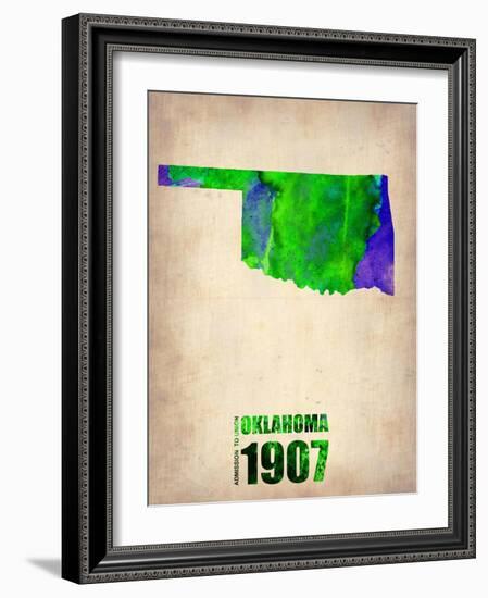 Oklahoma Watercolor Map-NaxArt-Framed Art Print