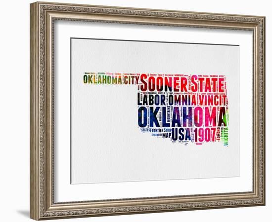 Oklahoma Watercolor Word Cloud-NaxArt-Framed Art Print