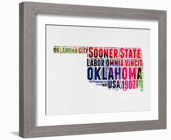 Oklahoma Watercolor Word Cloud-NaxArt-Framed Art Print