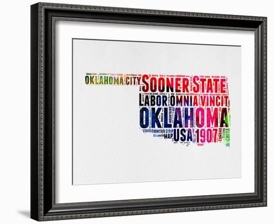 Oklahoma Watercolor Word Cloud-NaxArt-Framed Art Print