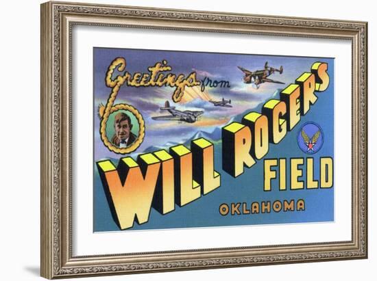 Oklahoma - Will Rogers Field, Large Letter Scenes-Lantern Press-Framed Art Print