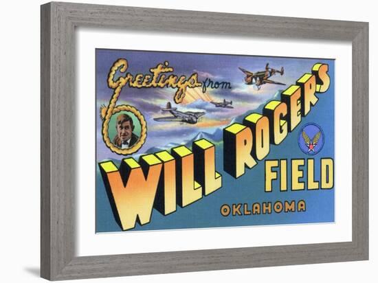 Oklahoma - Will Rogers Field, Large Letter Scenes-Lantern Press-Framed Art Print