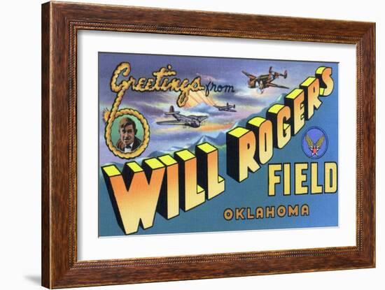 Oklahoma - Will Rogers Field, Large Letter Scenes-Lantern Press-Framed Art Print