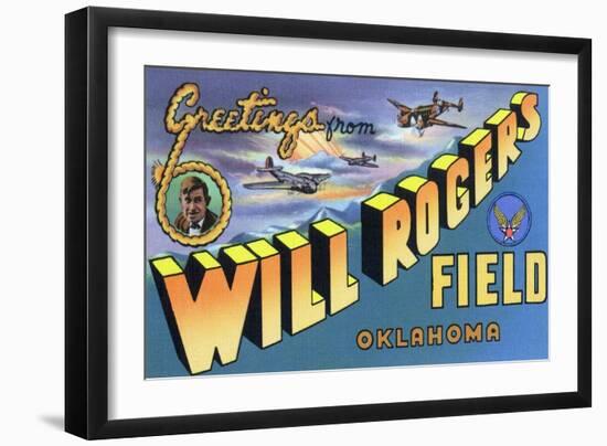 Oklahoma - Will Rogers Field, Large Letter Scenes-Lantern Press-Framed Art Print
