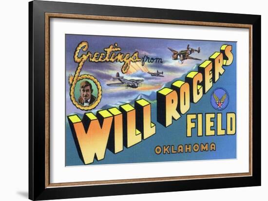 Oklahoma - Will Rogers Field, Large Letter Scenes-Lantern Press-Framed Art Print