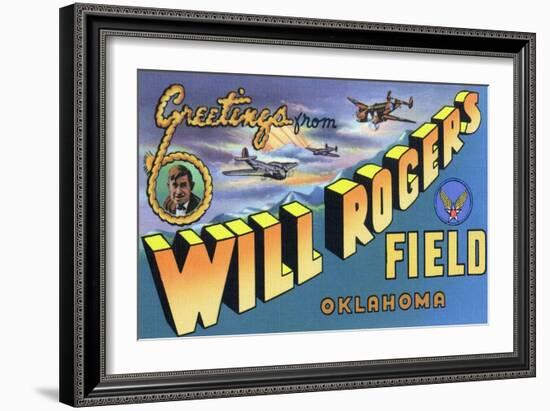 Oklahoma - Will Rogers Field, Large Letter Scenes-Lantern Press-Framed Art Print