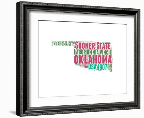 Oklahoma Word Cloud Map-NaxArt-Framed Art Print