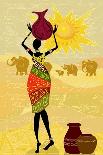 Landscape with an African Woman Decorative-Oksana Alekseeva-Art Print