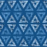 Abstract Textile Blue Triangles Ikat Vertical Seamless Pattern Background-Oksancia-Art Print