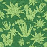 Vector Green Lineart Succulents Seamless Pattern-Oksancia-Art Print