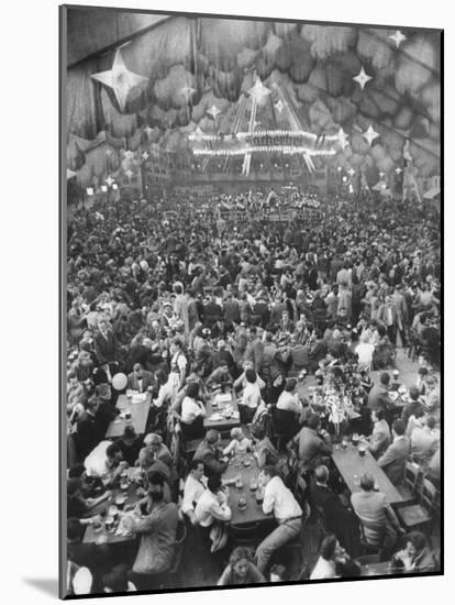 Oktoberfest, Drinking Beer, Singing, Dancing, Tents Setup for Drinking, Band under Canvas Clouds-Frank Scherschel-Mounted Photographic Print