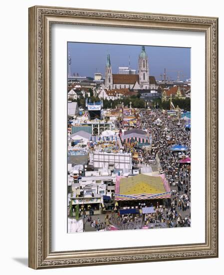 Oktoberfest from Above, Munich, Bavaria, Germany-Charles Bowman-Framed Photographic Print