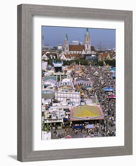 Oktoberfest from Above, Munich, Bavaria, Germany-Charles Bowman-Framed Photographic Print