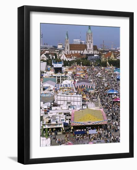 Oktoberfest from Above, Munich, Bavaria, Germany-Charles Bowman-Framed Photographic Print