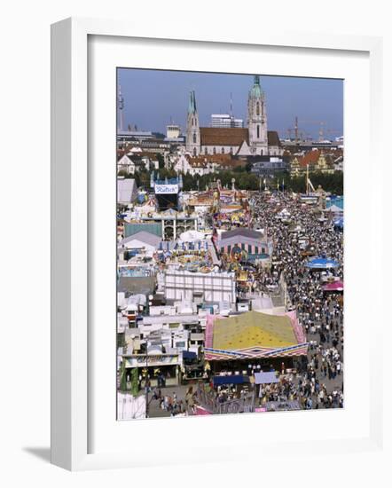 Oktoberfest from Above, Munich, Bavaria, Germany-Charles Bowman-Framed Photographic Print