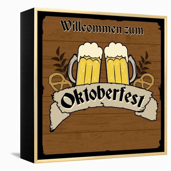 Oktoberfest Retro Poster-radubalint-Framed Stretched Canvas