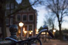 The Netherlands, Holland, Amsterdam, bicycle, handlebar, evening, light-olbor-Photographic Print