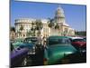 Old 1950s American Cars Outside El Capitolio Building, Havana, Cuba-Bruno Barbier-Mounted Photographic Print