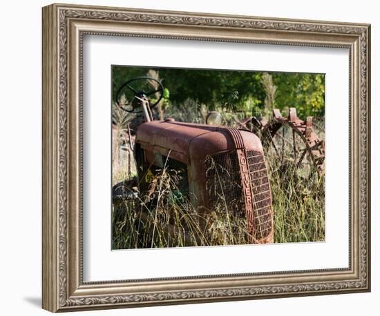 Old Abandoned Farm Tractor, Defiance, Missouri, USA-Walter Bibikow-Framed Photographic Print