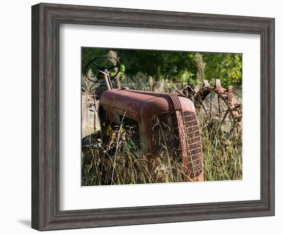 Old Abandoned Farm Tractor, Defiance, Missouri, USA-Walter Bibikow-Framed Photographic Print