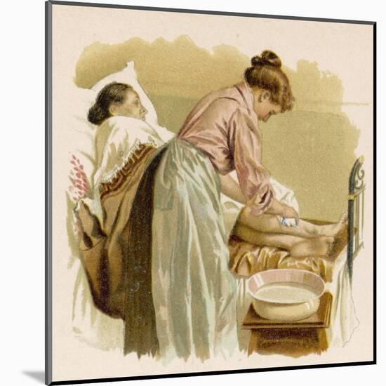 Old Age, Bedridden Bath-null-Mounted Art Print