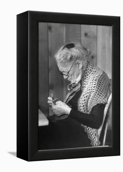 Old Age Essay: Woman Knitting-null-Framed Premier Image Canvas