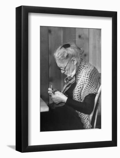 Old Age Essay: Woman Knitting-null-Framed Photographic Print