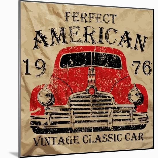 Old American Car Vintage Classic Retro Man T Shirt Graphic Design-emeget-Mounted Art Print