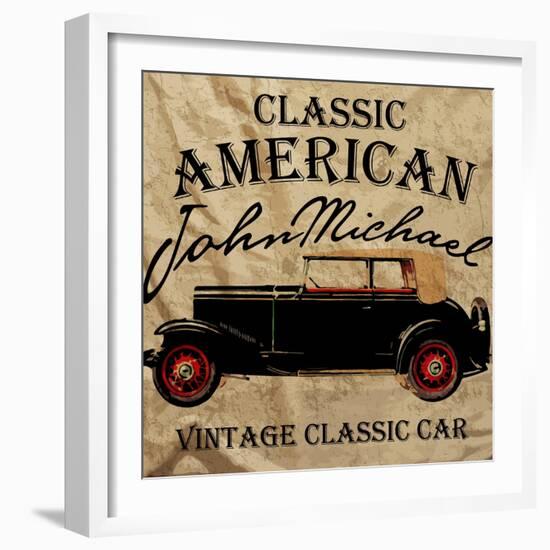 Old American Car Vintage Classic Retro Man T Shirt Graphic Design-emeget-Framed Art Print
