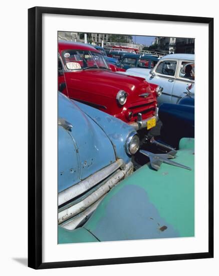 Old American Classic Cars, Transport, La Habana, Cuba-Bruno Morandi-Framed Photographic Print