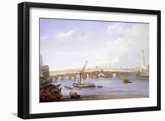 Old and New London Bridges, London, 1831-George Scharf-Framed Giclee Print
