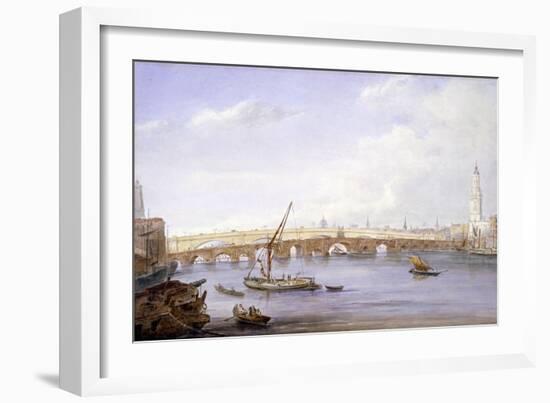 Old and New London Bridges, London, 1831-George Scharf-Framed Giclee Print