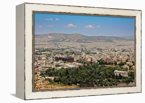 Old and New view of Athens Greece-null-Framed Stretched Canvas