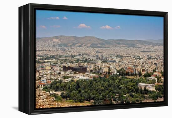 Old and New view of Athens Greece-null-Framed Stretched Canvas