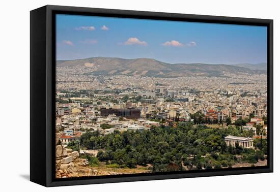 Old and New view of Athens Greece-null-Framed Stretched Canvas