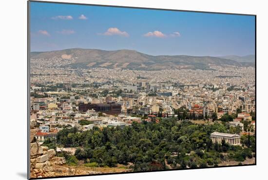 Old and New view of Athens Greece-null-Mounted Photo