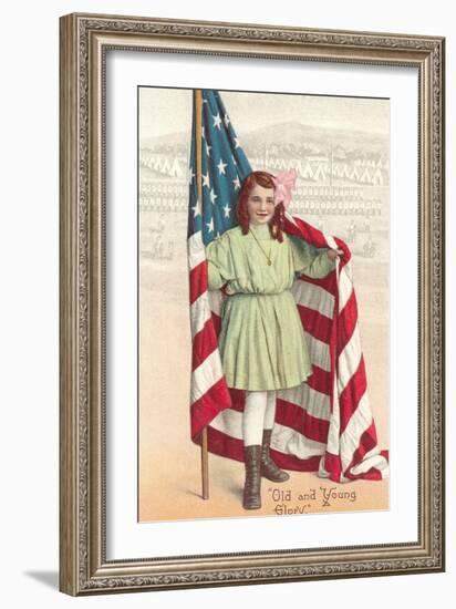 Old and Young Glory, Girl with Flag-null-Framed Premium Giclee Print