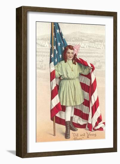 Old and Young Glory, Girl with Flag-null-Framed Premium Giclee Print