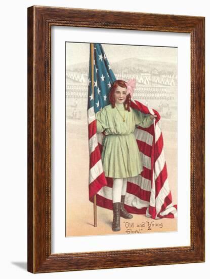 Old and Young Glory, Girl with Flag-null-Framed Premium Giclee Print