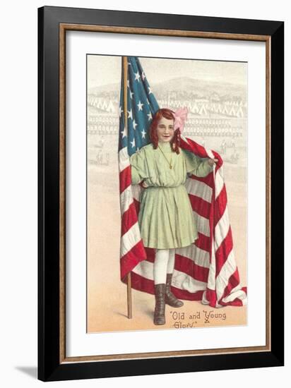 Old and Young Glory, Girl with Flag-null-Framed Premium Giclee Print