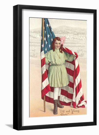 Old and Young Glory, Girl with Flag-null-Framed Premium Giclee Print