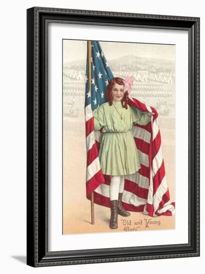 Old and Young Glory, Girl with Flag-null-Framed Premium Giclee Print