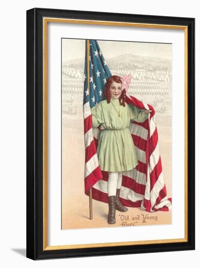 Old and Young Glory, Girl with Flag-null-Framed Premium Giclee Print