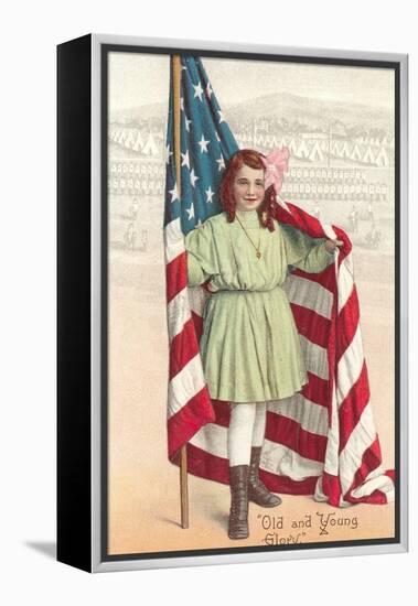 Old and Young Glory, Girl with Flag-null-Framed Stretched Canvas