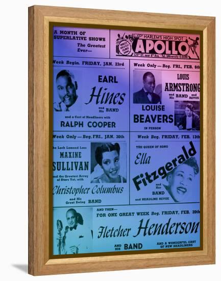 Old Apollo Theater Performance Calendar in Cool Colors-null-Framed Stretched Canvas