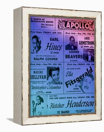 Old Apollo Theater Performance Calendar in Cool Colors-null-Framed Stretched Canvas