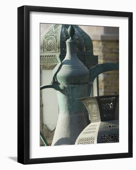 Old Arabian Coffee Pot and Jars, Dubai, United Arab Emirates, Middle East-Amanda Hall-Framed Photographic Print