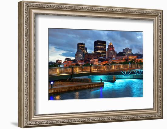 Old Architecture at Dusk on Street in Old Montreal in Canada-Songquan Deng-Framed Photographic Print