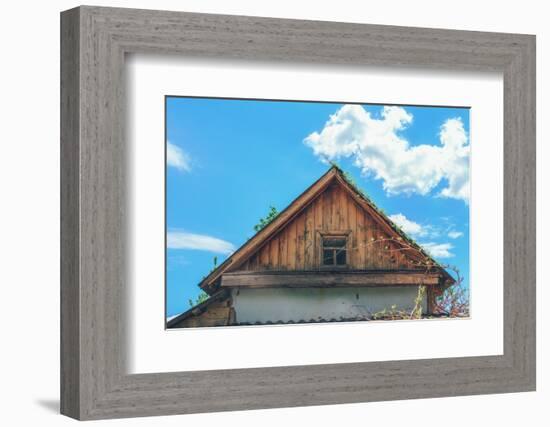 Old Attic on the Background of Blue Sky with Clouds-gutaper-Framed Photographic Print